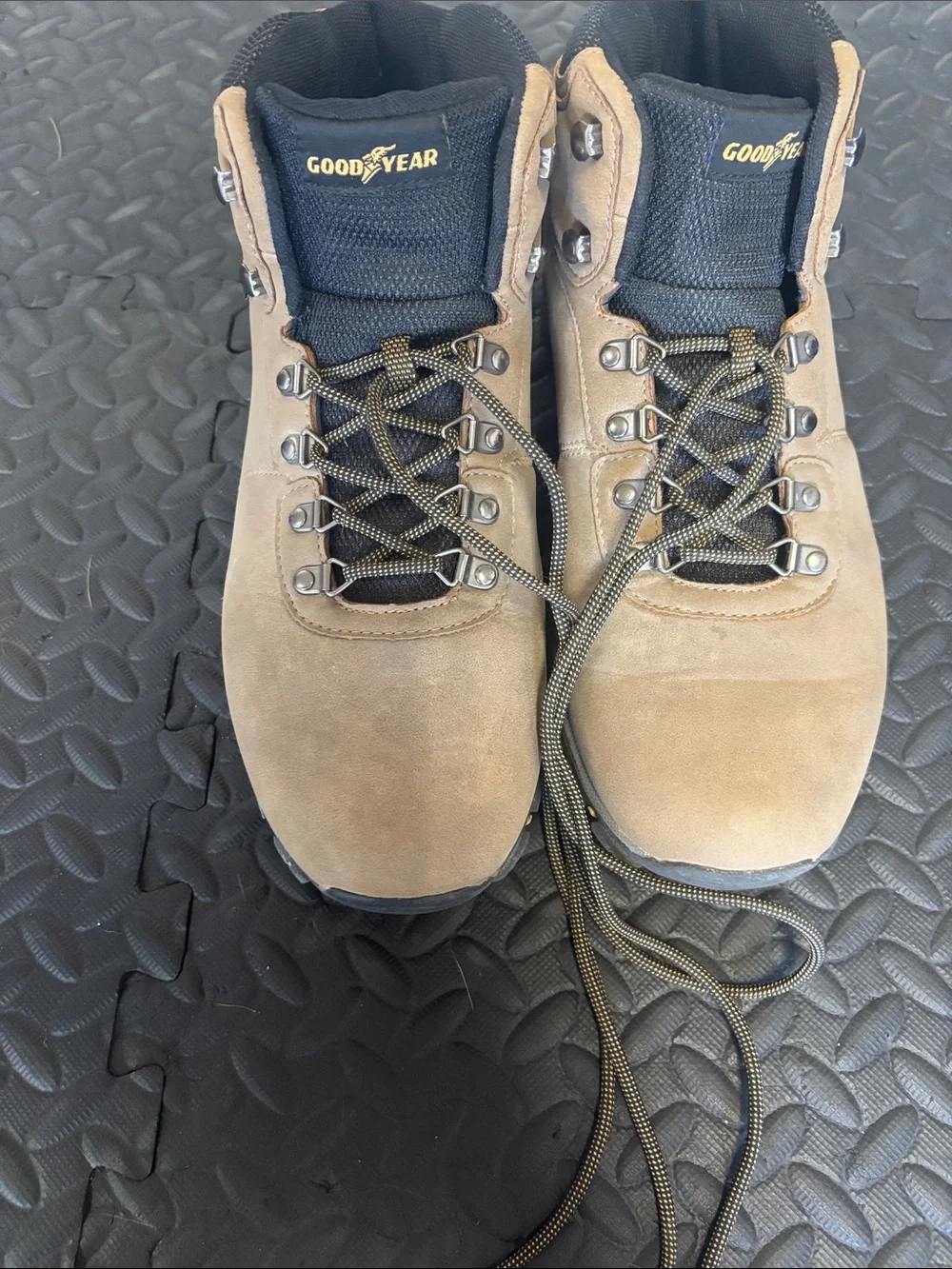 Goodyear Ontario Walnut Hiking Boots Mens 13 Tan Mid Top Work Boot GY204677